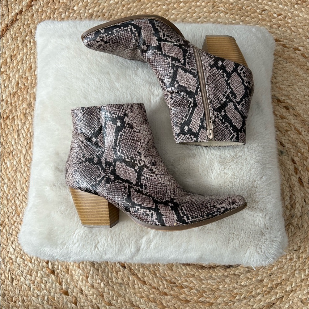 Coconuts by Matisse Snake Print Ankle Booties
